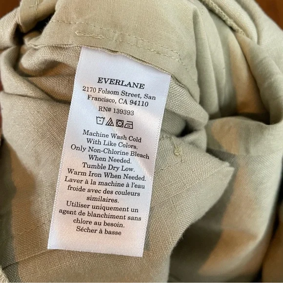 NWT Everlane European Flax Linen Wide Leg Wrap Khaki Tone Belted Jumpsuit Summer - Picture 11 of 13